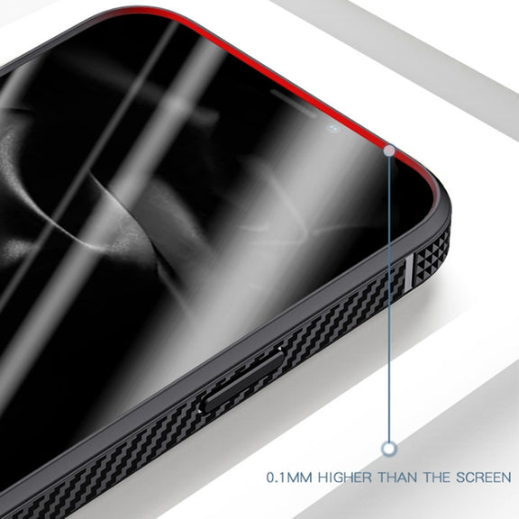 For iPhone 13 Pro Max MG Series Carbon Fiber TPU + Clear PC Four-corner Airbag Shockproof Case (Red)