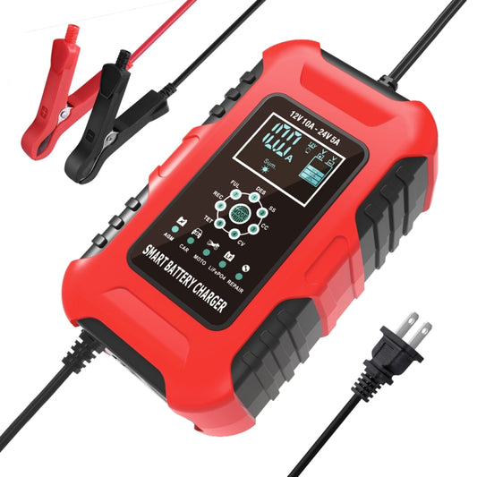 FOXSUR 10A 12V 7-segment Motorcycle / Car Smart Battery Charger, Plug Type:US Plug(Red) - free shipping - PMC Jewellery - Order now!
