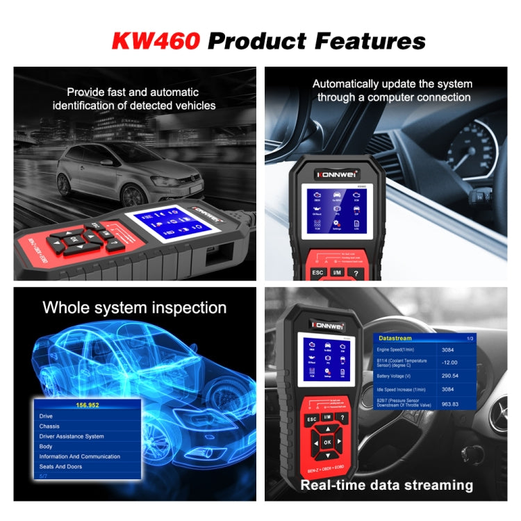 KONNWEI KW460 Car 2.8 inch 12V Lead-acid Battery Tester Fault Diagnosis Instrument - free shipping - PMC TechLife - Order now!