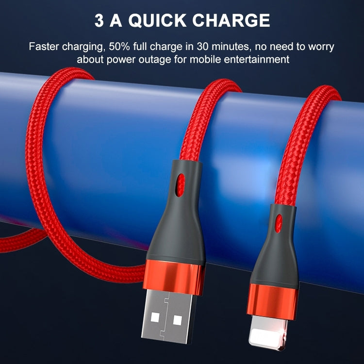 ADC-001 3A USB to 8 Pin Weave Fast Charging Data Cable, Length:1m(Black)