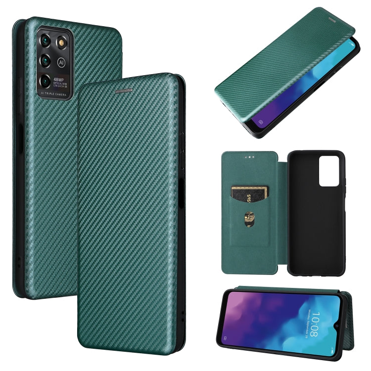 For ZTE Blade V30 Vita Carbon Fiber Texture Horizontal Flip TPU + PC + PU Leather Case with Card Slot(Green) - free shipping - PMC TechLife - Order now!