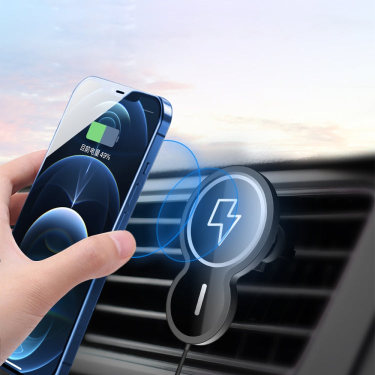 W34 Inverted Gourd-shaped Magnetic Car Wireless Charger Mobile Phone Holder(Black)