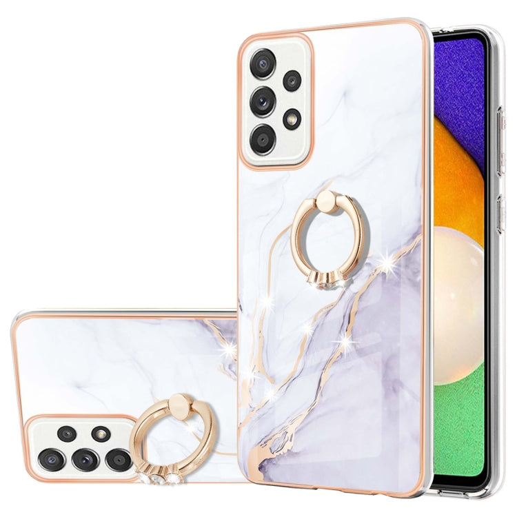 For Samsung Galaxy A52 5G / 4G Electroplating Marble Pattern IMD TPU Shockproof Case with Ring Holder(White 006) - free shipping - PMC TechLife - Order now!