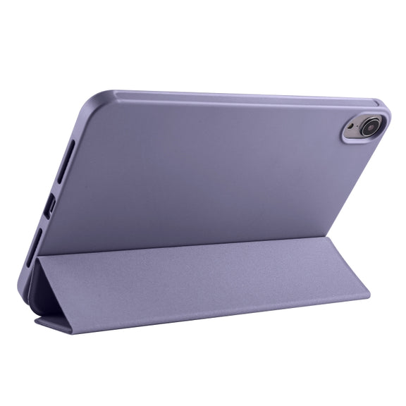 For iPad mini 6 / mini 2024 Honeycomb TPU Leather Tablet Case with 3-Folding Holder(Lavender Gray)