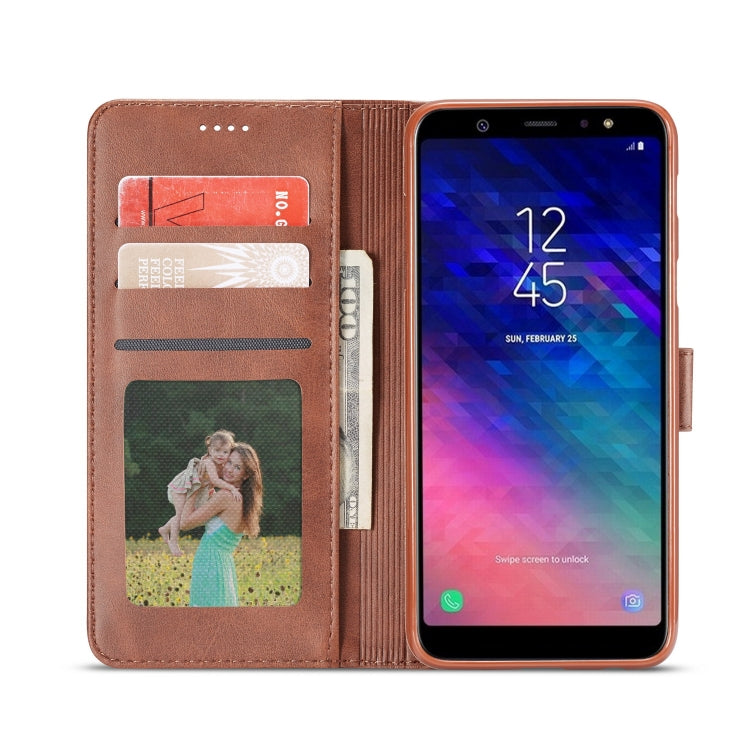 For Galaxy A6 Plus (2018) LC.IMEEKE Calf Texture Horizontal Flip Leather Case, with Holder & Card Slots & Wallet(Brown) - Galaxy Phone Cases by LC.IMEEKE | Online Shopping South Africa | PMC Jewellery | Buy Now Pay Later Mobicred