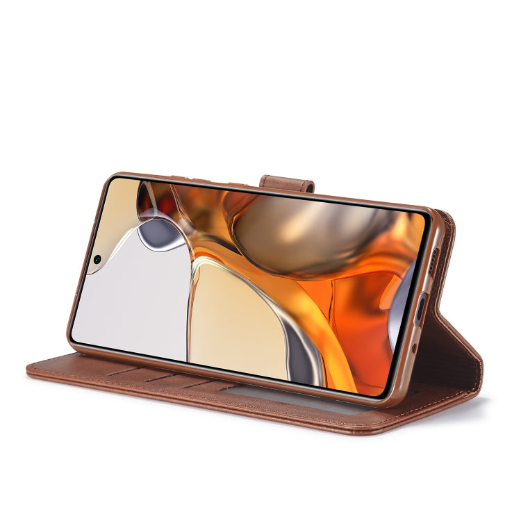 For Xiaomi Mi 11T / 11T Pro LC.IMEEKE Calf Texture Horizontal Flip Phone Leather Case with Holder & Card Slots & Wallet(Brown)