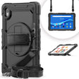For Lenovo Tab M10 HD TB-X306X Shockproof Colorful Silicone + PC Protective Tablet Case with Holder & Shoulder Strap & Hand Strap(Black) - free shipping - PMC TechLife - Order now!