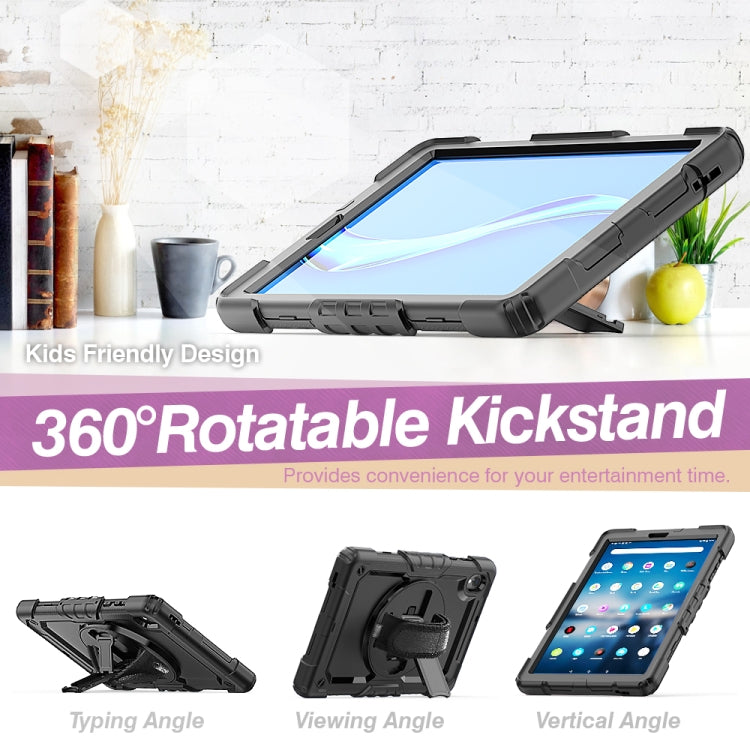 For Lenovo Tab M10 HD TB-X306X Shockproof Colorful Silicone + PC Protective Tablet Case with Holder & Shoulder Strap & Hand Strap(Black)