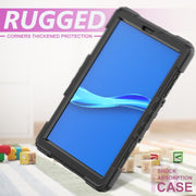 For Lenovo Tab M10 HD TB-X306X Shockproof Colorful Silicone + PC Protective Tablet Case with Holder & Shoulder Strap & Hand Strap(Black)