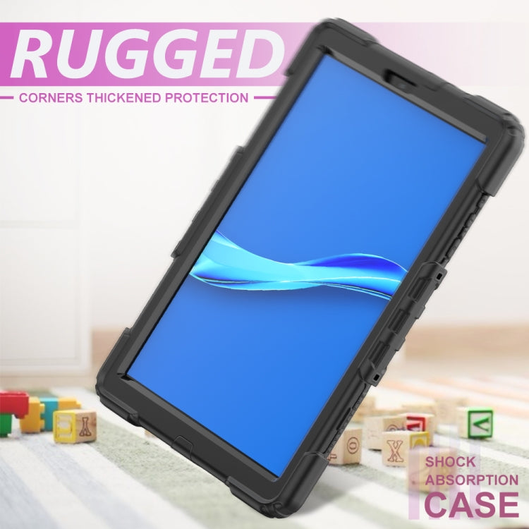 For Lenovo Tab M10 HD TB-X306X Shockproof Colorful Silicone + PC Protective Tablet Case with Holder & Shoulder Strap & Hand Strap(Black)
