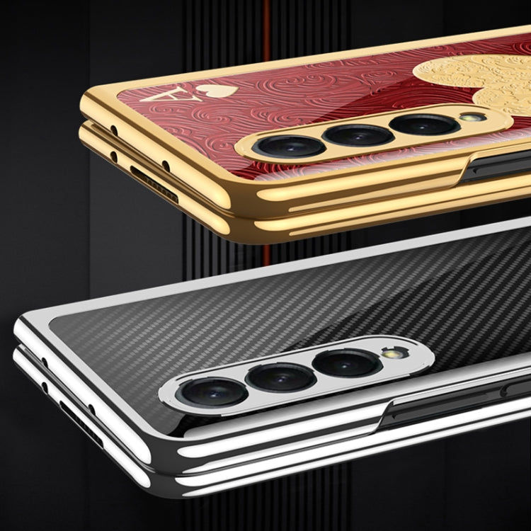For Samsung Galaxy Z Fold3 5G GKK Electroplating Painted Tempered Glass Phone Case(Lion) - Galaxy Phone Cases by GKK | Online Shopping South Africa | PMC TechLife | Buy Now Pay Later Mobicred