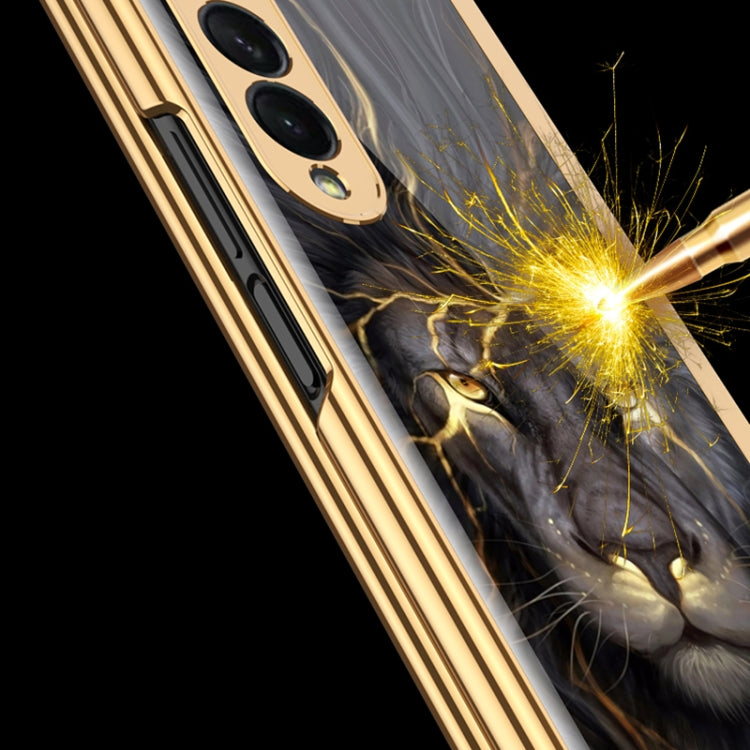 For Samsung Galaxy Z Fold3 5G GKK Electroplating Painted Tempered Glass Phone Case(Lion) - Galaxy Phone Cases by GKK | Online Shopping South Africa | PMC TechLife | Buy Now Pay Later Mobicred