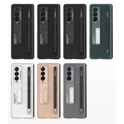 For Samsung Galaxy Z Fold3 5G GKK Ultra-thin PC + PU Phone Flip Case with Holder & Pen Slot(Cross Texture)