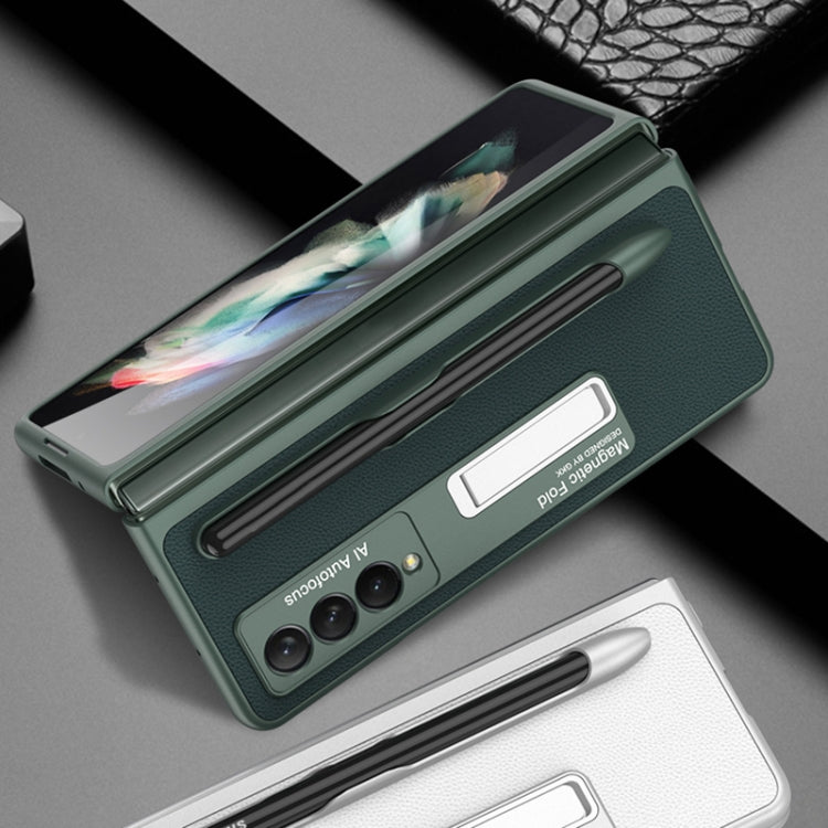 For Samsung Galaxy Z Fold3 5G GKK Ultra-thin PC + PU Phone Flip Case with Holder & Pen Slot(Carbon Fiber Texture) - Galaxy Phone Cases by GKK | Online Shopping South Africa | PMC TechLife | Buy Now Pay Later Mobicred