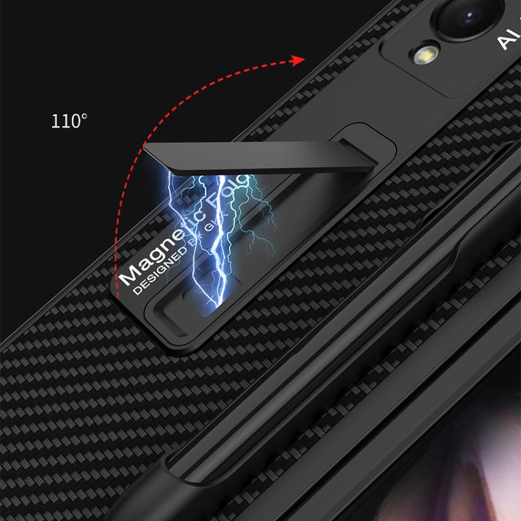 For Samsung Galaxy Z Fold3 5G GKK Ultra-thin PC + PU Phone Flip Case with Holder & Pen Slot(Carbon Fiber Texture) - Galaxy Phone Cases by GKK | Online Shopping South Africa | PMC TechLife | Buy Now Pay Later Mobicred