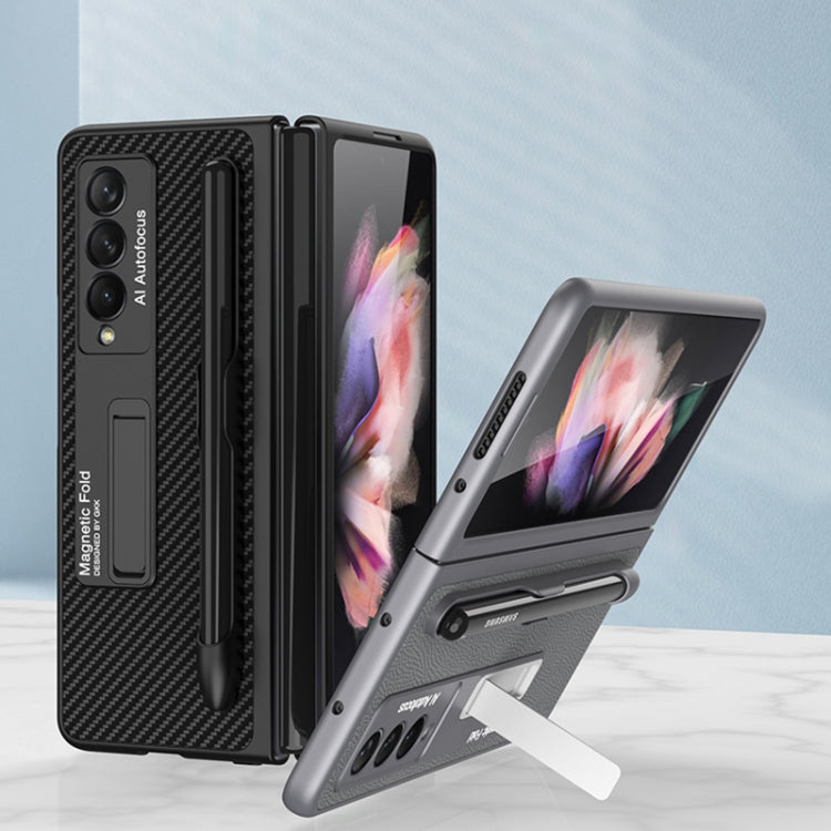 For Samsung Galaxy Z Fold3 5G GKK Ultra-thin PC + PU Phone Flip Case with Holder & Pen Slot(Cross Texture) - Galaxy Phone Cases by GKK | Online Shopping South Africa | PMC TechLife | Buy Now Pay Later Mobicred