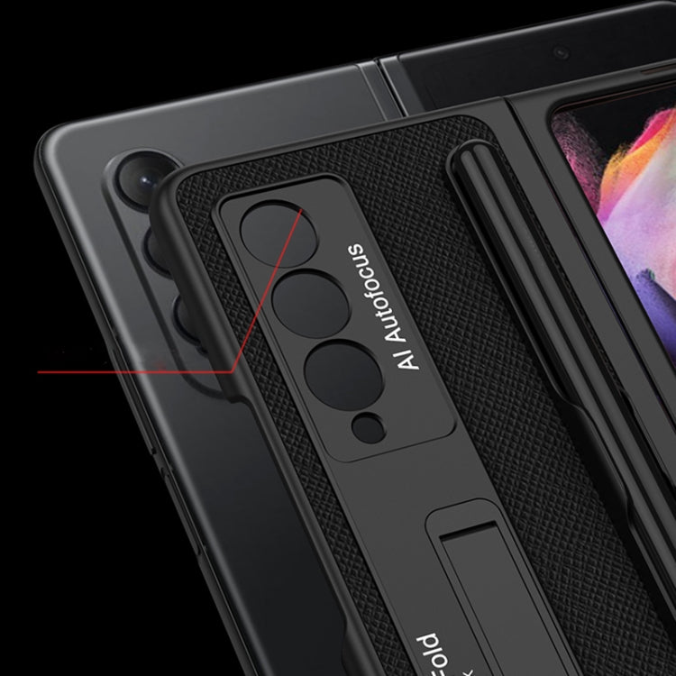 For Samsung Galaxy Z Fold3 5G GKK Ultra-thin PC + PU Phone Flip Case with Holder & Pen Slot(Cross Texture) - Galaxy Phone Cases by GKK | Online Shopping South Africa | PMC TechLife | Buy Now Pay Later Mobicred