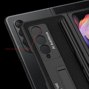 For Samsung Galaxy Z Fold3 5G GKK Ultra-thin PC + PU Phone Flip Case with Holder & Pen Slot(Cross Texture)