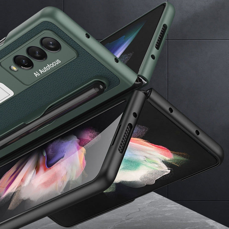 For Samsung Galaxy Z Fold3 5G GKK Ultra-thin PC + PU Phone Flip Case with Holder & Pen Slot(Carbon Fiber Texture) - Galaxy Phone Cases by GKK | Online Shopping South Africa | PMC TechLife | Buy Now Pay Later Mobicred