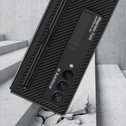 For Samsung Galaxy Z Fold3 5G GKK Ultra-thin PC + PU Phone Flip Case with Holder & Pen Slot(Cross Texture)