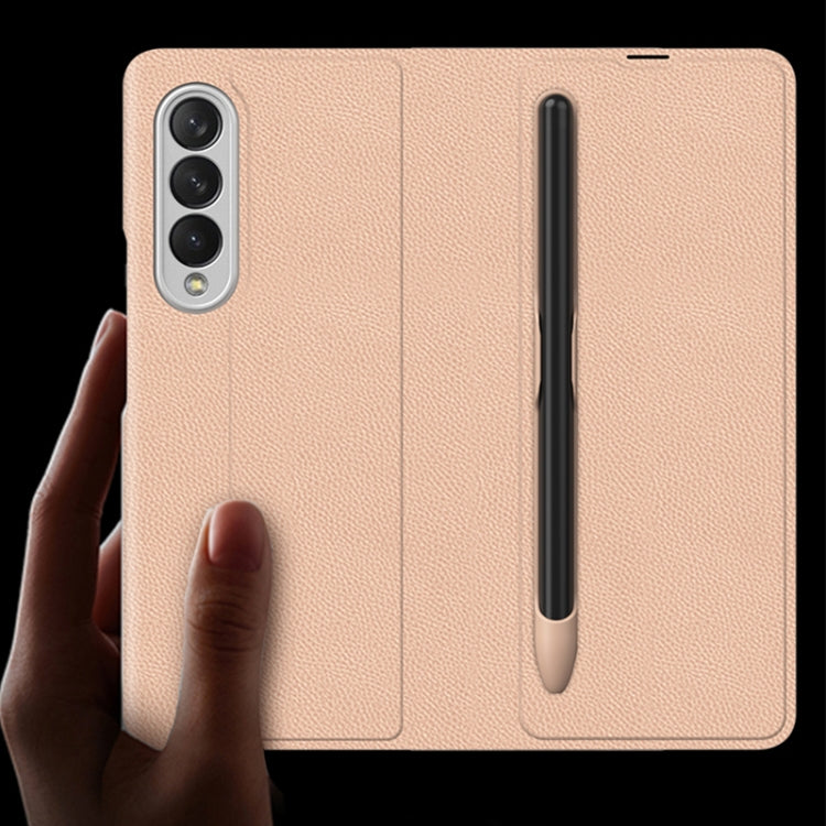 For Samsung Galaxy Z Fold3 5G GKK Ultra-thin Horizontal Flip Leather Phone Case with Pen Slot(Silver) - Galaxy Phone Cases by GKK | Online Shopping South Africa | PMC TechLife | Buy Now Pay Later Mobicred