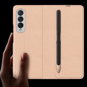 For Samsung Galaxy Z Fold3 5G GKK Ultra-thin Horizontal Flip Leather Phone Case with Pen Slot(Silver)