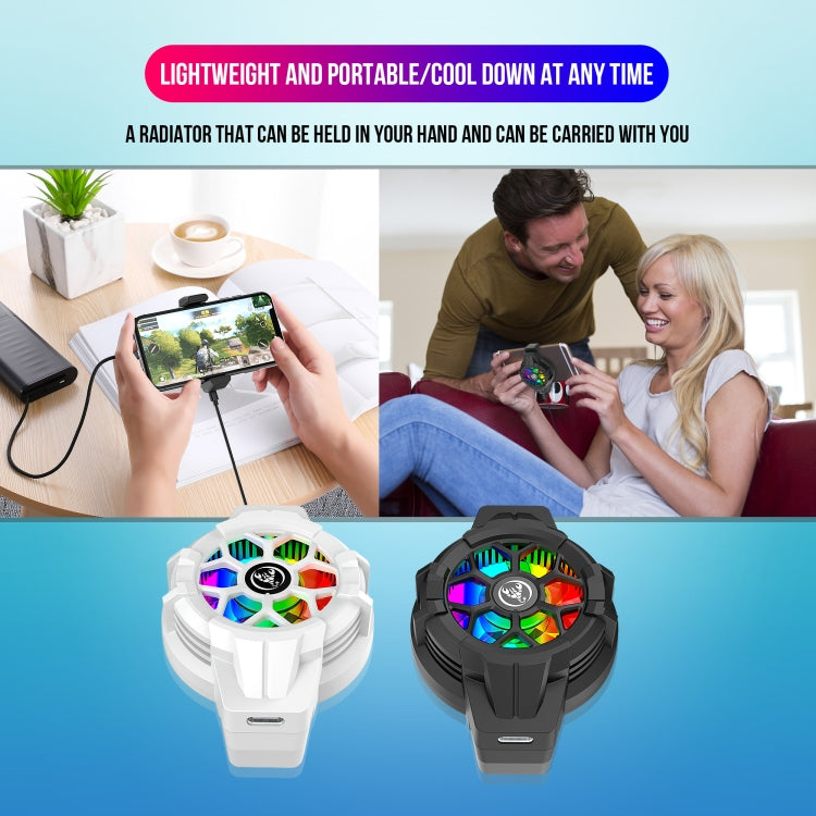 HXSJ P10 Portable Gaming Mobile Phone Radiator Holder with Rainbow Backlight(White) - Cooling Fan Radiator by HXSJ | Online Shopping South Africa | PMC TechLife | Buy Now Pay Later Mobicred