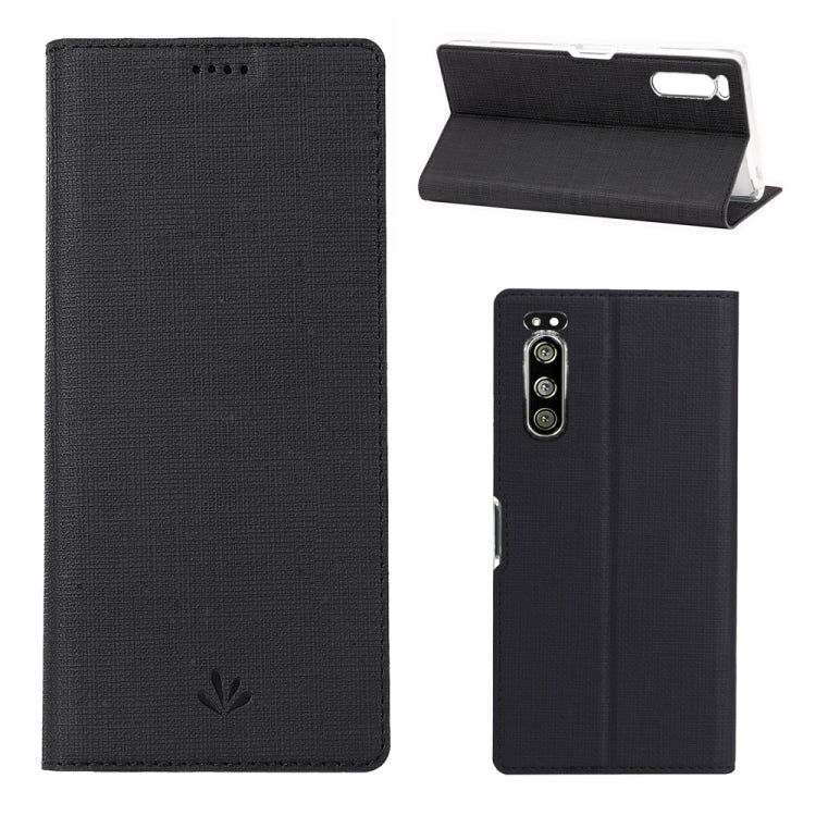 For Sony Xperia 5 ViLi Shockproof TPU + PU Horizontal Flip Protective Case with Card Slot & Holder(Black) - Sony Cases by ViLi | Online Shopping South Africa | PMC TechLife | Buy Now Pay Later Mobicred