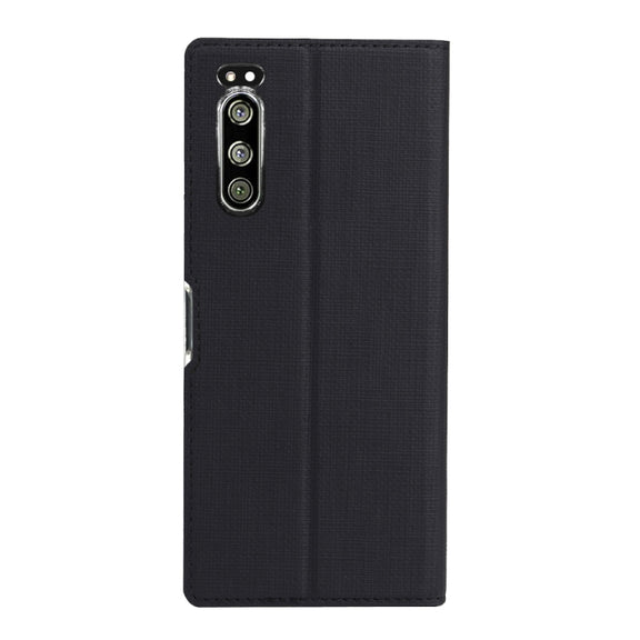 For Sony Xperia 5 ViLi Shockproof TPU + PU Horizontal Flip Protective Case with Card Slot & Holder(Black)