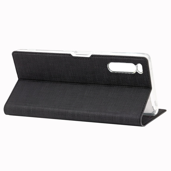 For Sony Xperia 5 ViLi Shockproof TPU + PU Horizontal Flip Protective Case with Card Slot & Holder(Black)