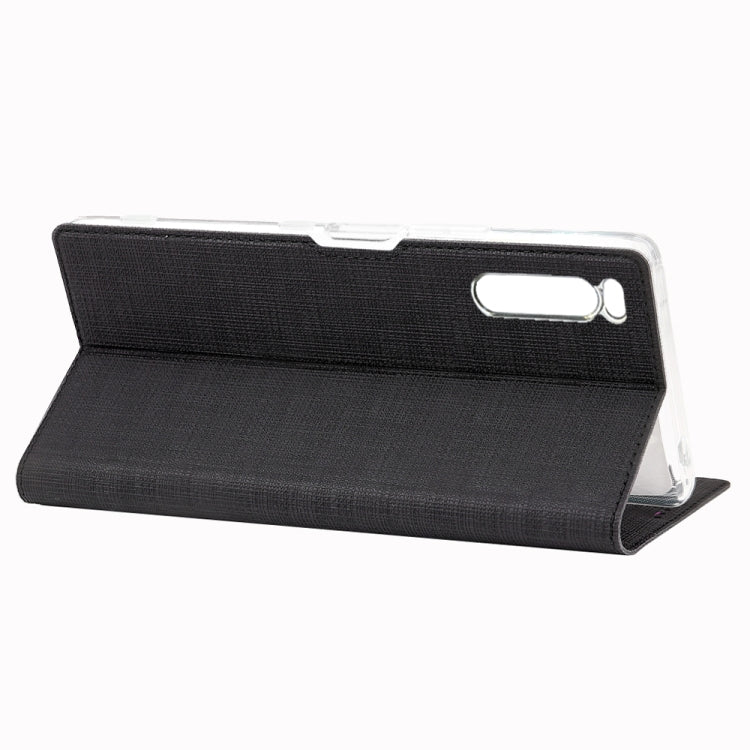 For Sony Xperia 5 ViLi Shockproof TPU + PU Horizontal Flip Protective Case with Card Slot & Holder(Black)