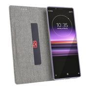 For Sony Xperia 5 ViLi Shockproof TPU + PU Horizontal Flip Protective Case with Card Slot & Holder(Black)