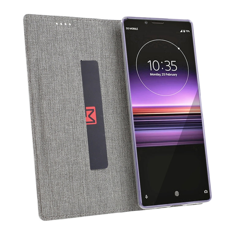 For Sony Xperia 5 ViLi Shockproof TPU + PU Horizontal Flip Protective Case with Card Slot & Holder(Black)