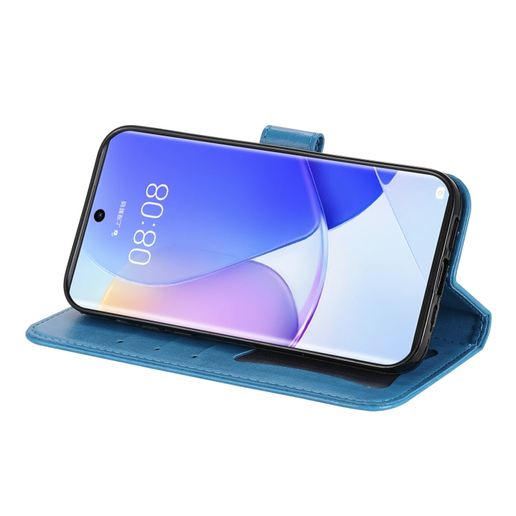 For Huawei nova 9 / Honor 50 7-petal Flowers Embossed Flip Leather Phone Case with Holder & Card Slots(Blue) - free shipping - PMC TechLife - Order now!