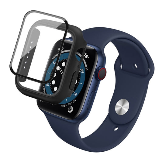 IMAK Shockproof PC Protective Case with Tempered Glass Film For Apple Watch Series 6 & SE & 5 & 4 44mm(Black) - Watch Cases by imak | Online Shopping South Africa | PMC Jewellery | Buy Now Pay Later Mobicred