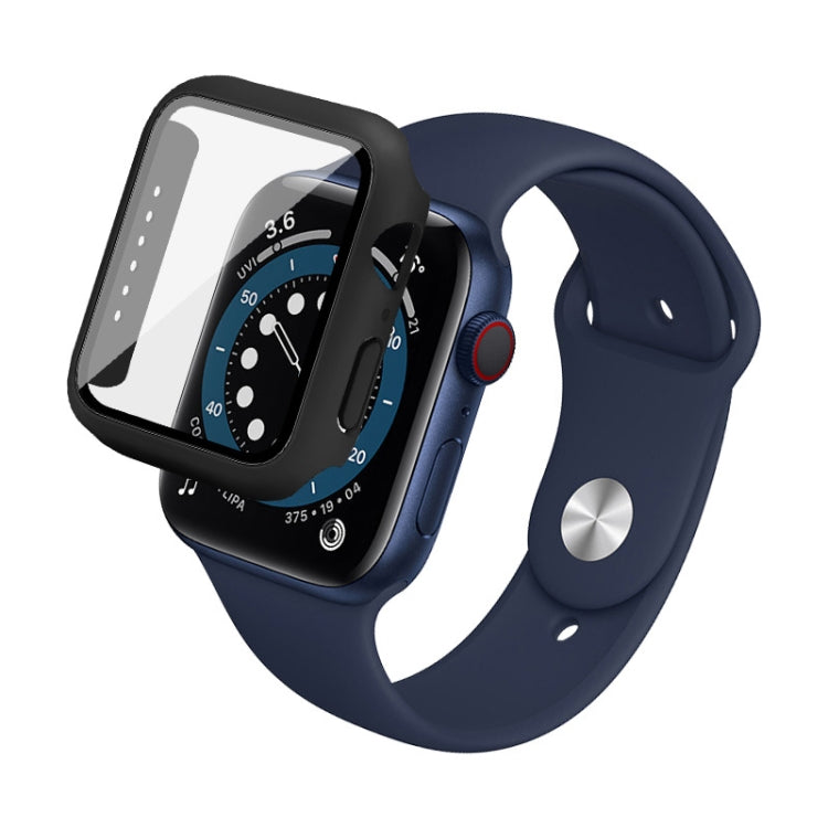 IMAK Shockproof PC Protective Case with Tempered Glass Film For Apple Watch Series 6 & SE & 5 & 4 44mm(Black) - Watch Cases by imak