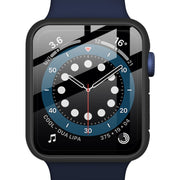IMAK Shockproof PC Protective Case with Tempered Glass Film For Apple Watch Series 6 & SE & 5 & 4 44mm(Black) - Watch Cases by imak