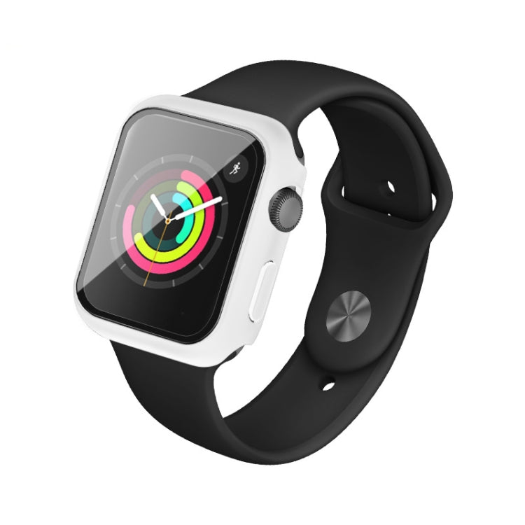IMAK Shockproof PC Protective Case with Tempered Glass Film For Apple Watch Series 3 & 2 & 1 42mm(White) - Watch Cases by imak