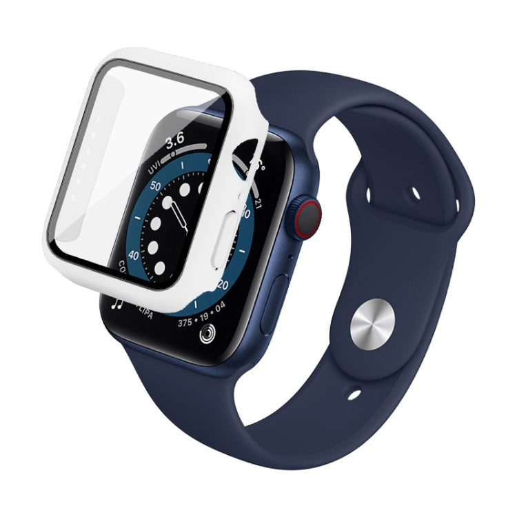 IMAK Shockproof PC Protective Case with Tempered Glass Film For Apple Watch Series 6 & SE & 5 & 4 40mm(White) - Watch Cases by imak
