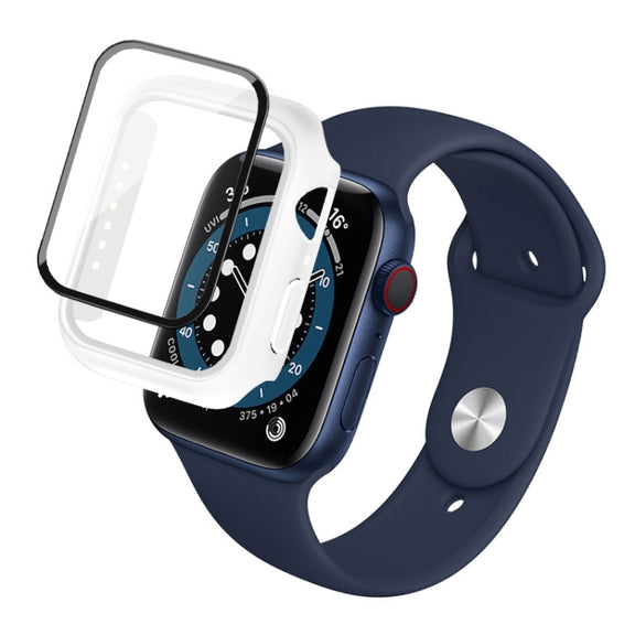IMAK Shockproof PC Protective Case with Tempered Glass Film For Apple Watch Series 6 & SE & 5 & 4 40mm(White) - Watch Cases by imak