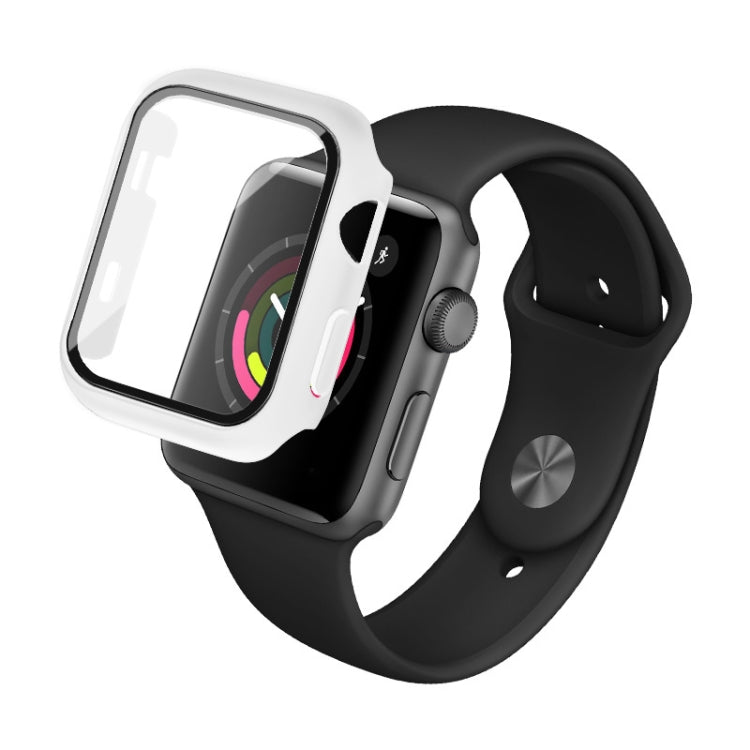 IMAK Shockproof PC Protective Case with Tempered Glass Film For Apple Watch Series 3 & 2 & 1 38mm(White) - Watch Cases by imak
