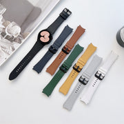 For Samsung Galaxy Watch4 40mm / 44mm Double-sided Leather Strap Watch Band(Grey)
