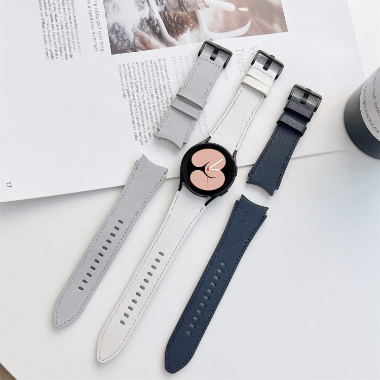 For Samsung Galaxy Watch4 40mm / 44mm Double-sided Leather Strap Watch Band(Grey)