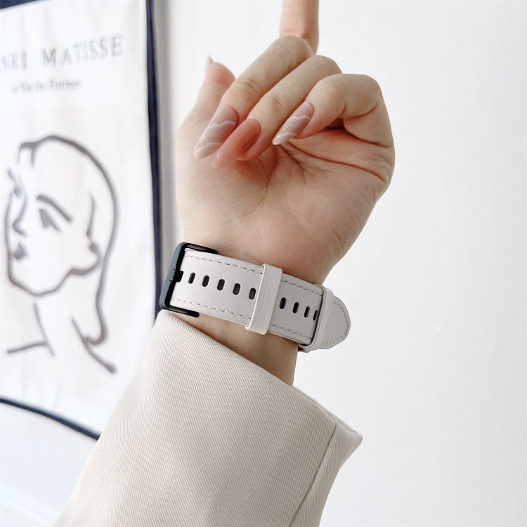 For Samsung Galaxy Watch4 40mm / 44mm Double-sided Leather Strap Watch Band(Grey)