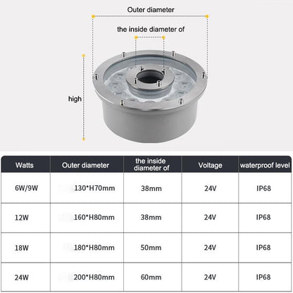 18W Landscape Colorful Color Changing Ring LED Aluminum Alloy Underwater Fountain Light(Colorful) - Underwater Lights by PMC Jewellery | Online Shopping South Africa | PMC Jewellery | Buy Now Pay Later Mobicred