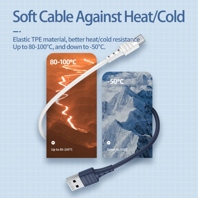 REMAX RC-179a 2.4A Type-C / USB-C High Elastic TPE Fast Charging Data Cable, Length: 1m(Blue)