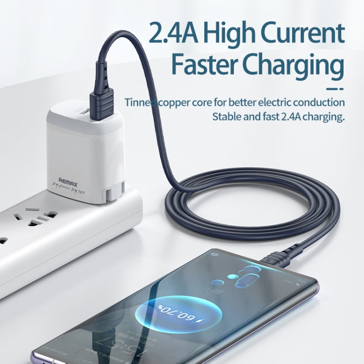 REMAX RC-179m  2.4A Micro USB High Elastic TPE Fast Charging Data Cable, Length: 1m(Blue) - Micro USB Cable by REMAX | Online Shopping South Africa | PMC TechLife | Buy Now Pay Later Mobicred