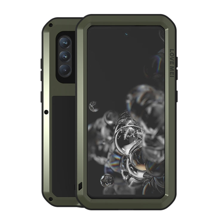 For Samsung Galaxy S21 FE LOVE MEI Metal Shockproof Waterproof Dustproof Protective Phone Case with Glass(Green) - Galaxy Phone Cases by LOVE MEI | Online Shopping South Africa | PMC TechLife | Buy Now Pay Later Mobicred