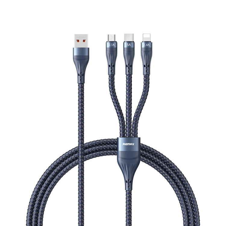 REMAX RC-199th Whirly Series 5A USB to USB-C / Type-C + 8 Pin + Micro USB Fast Charging Data Cable, Cable Length: 1.2m(Midnight Blue) - Multifunction Cable by REMAX | Online Shopping South Africa | PMC TechLife | Buy Now Pay Later Mobicred