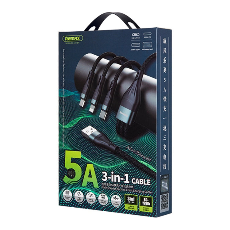 REMAX RC-199th Whirly Series 5A USB to USB-C / Type-C + 8 Pin + Micro USB Fast Charging Data Cable, Cable Length: 1.2m(Midnight Blue) - Multifunction Cable by REMAX | Online Shopping South Africa | PMC TechLife | Buy Now Pay Later Mobicred